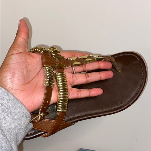 Brown Sandal with Gold Embellishments - Picture 1 of 4